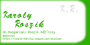 karoly roszik business card